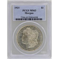1921 $1 Morgan Silver Dollar Coin PCGS MS63