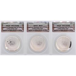 Lot of (3) 2014-P $1 National Baseball Hall of Fame Coin ANCAS Certified MS70/PR