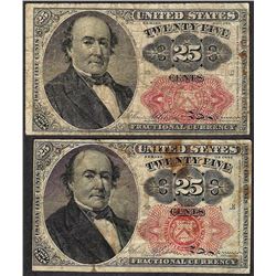 Lot of (2) 1874 Fifth Issue 25 Cent Fractional Currency Notes