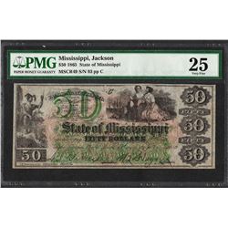 1865 $50 State of Mississippi Obsolete Banknote PMG Very Fine 25