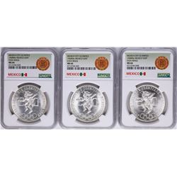 Lot of (3) 1968Mo Mexico City Olympics 25 Pesos Silver Coins NGC MS66