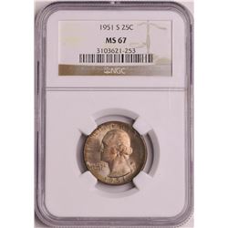 1951-S Washington Quarter Coin NGC MS67