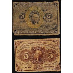 Lot of 1863 First & Second Issue 5 Cents Fractional Currency Notes