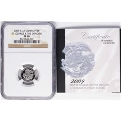 2009 T.DA Cunha 5 Pounds 1/10 oz St. George & Dragon Platinum Coin NGC PF69
