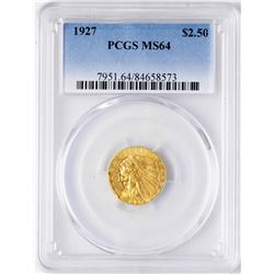1927 $2 1/2 Indian Head Quarter Eagle Gold Coin PCGS MS64