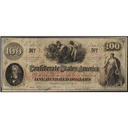 1863 $100 Confederate States of America Note