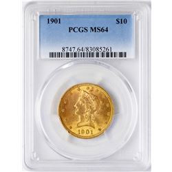 1901 $10 Liberty Head Eagle Gold Coin PCGS MS64
