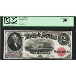 1917 $2 Legal Tender Note Fr.60 PCGS About New 50