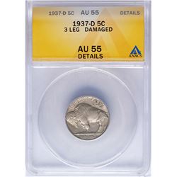 1937-D 3 Legged Buffalo Nickel ANACS AU55 Details