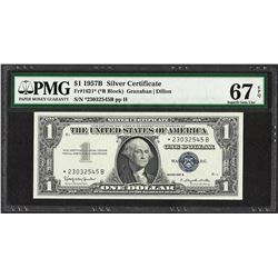 1957B $1 Silver Certificate STAR Note Fr.1621* PMG Superb Gem Uncirculated 67PPQ