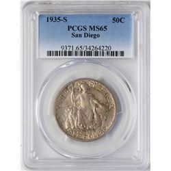 1935-S San Diego Commemorative Half Dollar Coin PCGS MS65
