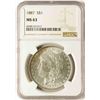 Image 1 : 1887 $1 Morgan Silver Dollar Coin NGC MS63