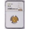 Image 1 : 1929 $2 1/2 Indian Head Quarter Eagle Gold Coin NGC MS60