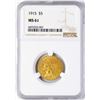 Image 1 : 1915 $5 Indian Head Half Eagle Gold Coin NGC MS61