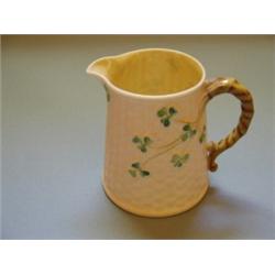 1 Irish Belleek Twig handle shamrock Pitcher    