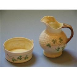 Set - Irish Belleek Creamer and Sugar shamrock    