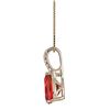 Image 2 : 0.78 ctw Fire Opal and Diamond Pendant - 14KT Yellow Gold