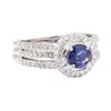 1.83 ctw Sapphire And Diamond Ring - 18KT White Gold