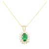 Image 2 : 1.13 ctw Emerald And Diamond Pendant & Chain - 14KT Yellow Gold