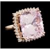 Image 1 : 34.86 ctw Kunzite and Diamond Ring - 14KT Rose Gold