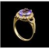 Image 4 : 14KT Yellow Gold 4.45 ctw Tanzanite and Diamond Ring