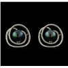 Image 1 : Tahitian Pearl and Diamond Earrings - 14KT White Gold