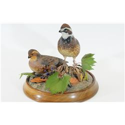 Wood Carving of Quails