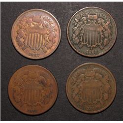 1866, '67, '68, '71 TWO CENT PIECES
