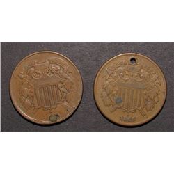 1864 & 1865 CIVIL WAR TWO CENT PIECES