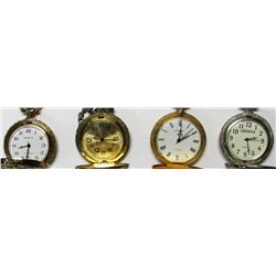 4-POCKET WATCHES w/HUNTING THEME CASES