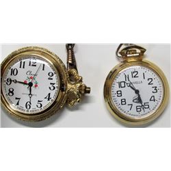 2-RAILROAD TRAIN DESIGN POCKETWATCHES