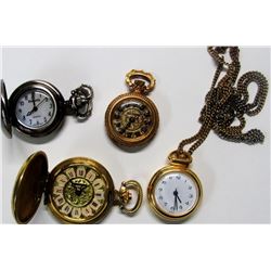 4 SMALL LADIES POCKETWATCHES (1 MISSING CRYSTAL)