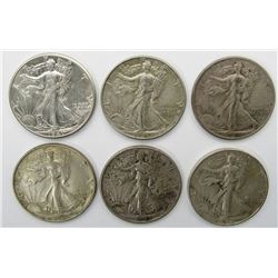 6 - WALKING LIBERTY HALF DOLLARS