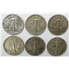 Image 1 : 6 - WALKING LIBERTY HALF DOLLARS