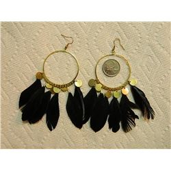 EARRINGS - LARGE HOOP WITH FEATHERS