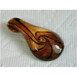 PENDANT - MURANO GLASS STYLE PENDANT - ~2.25" X 1.25" - BROWN SWIRL DESIGN