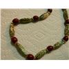 Image 2 : BEADED NECKLACE - 28" LONG  - MULTI COLOR WITH RED
