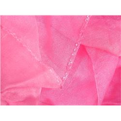 SHAWL, HIJAB - NEW - PINK - BEADS ON END - 17" X 79"