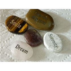 SERENITY AGATES - POLISHED PIECES - "DREAM, SERENITY, ONE DAY AT A TIME " AND MORE - 5 TTL