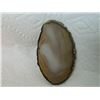 Image 1 : POLISHED AGATE SLICE - SMALL DRILLED HOLE AT TOP - 4"