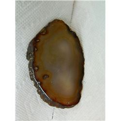 POLISHED AGATE SLICE - SMALL DRILLED HOLE AT TOP - 4"