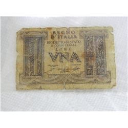 PAPER NOTE - ITALY - VNA 1 LIRE - REGNO D'ITALIA BIGLIETTO DI STATO A CORSO LEGALE - 1939