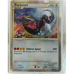 POKEMON COLLECTOR CARD IN PROTECTIVE SLEEVE - RAYQUAZA BASIC REVERSE  HOLO - SL10