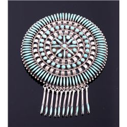 Navajo Sterling Petit Point Turquoise Brooch