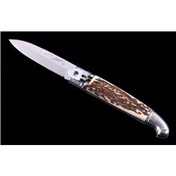 INOX German Lever Lock Stag Switchblade Knife