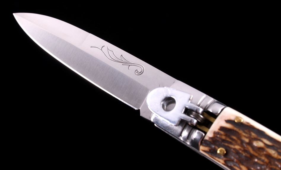 INOX German Lever Lock Stag Switchblade Knife