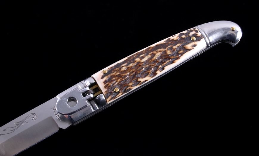 INOX German Lever Lock Stag Switchblade Knife