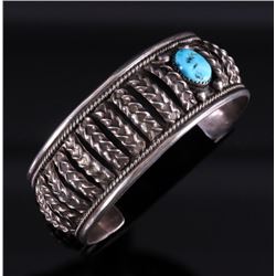 Navajo Sleeping Beauty Silver Bracelet - Signed