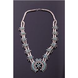 Zuni Petite Point Sterling Squash Blossom - Signed