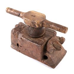 Primitive Hand Made Ox Figure Fruit Press